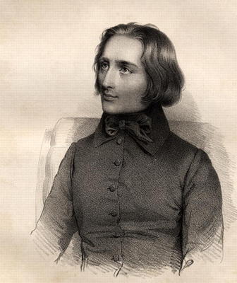 Portrait of Franz Liszt (1811-86) Hungarian piano virtuoso and composer (engraving) à Ecole Française, (19ème siècle)