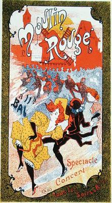 Poster advertising the Moulin Rouge, c.1890-1900 (colour litho) à Ecole Française, (19ème siècle)