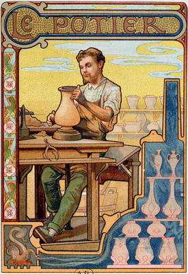 The Potter, illustration from a book on the crafts, c.1899 (colour litho) à Ecole Française, (19ème siècle)