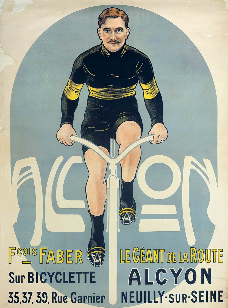 Poster depicting Francois Faber on his Alcyon bicycle à Ecole Française, (20ème siècle)