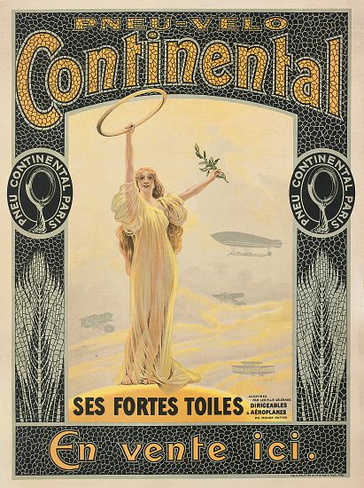 Advertising poster for Continental bicycle tyres à Ecole Française, (20ème siècle)