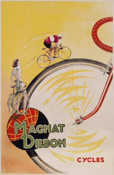 Poster advertising 'Magnat Debon' cycles à Ecole Française, (20ème siècle)