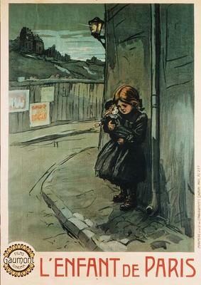 Poster advertising the film 'L'Enfant de Paris', produced by Gaumont Cinema Films (colour litho) à Ecole Française, (20ème siècle)