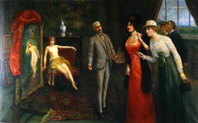 The Visit to the Artist' Studio, c.1910 (oil on canvas) à Ecole Française, (20ème siècle)