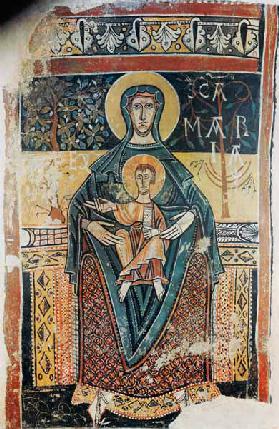 La Madonne d'un s. Clemente de Takull fresque de l'église du même nom