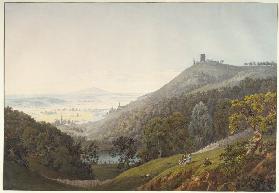 The Ruin of Kalsmunt near Wetzlar. Ruin on a Mountain, View across a Broad River Valley. A Couple Re