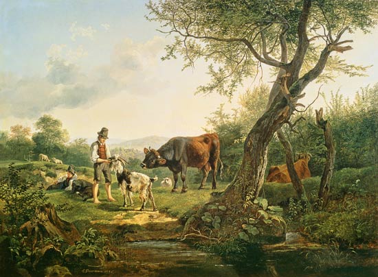 Landscape with a Shepherd à Friedrich Gauermann