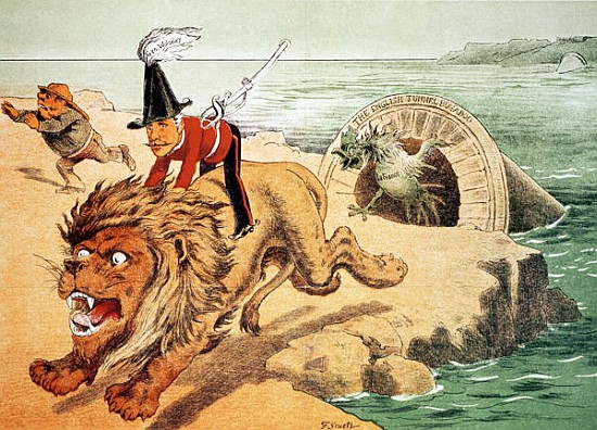 The Lion cannot face the corwing of the Cock'', The American view of the Channel Tunnel Scare, illus à Friedrich Graetz