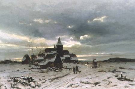 A Village in the Snow à Friedrich Nicolai Joseph Heydendahl