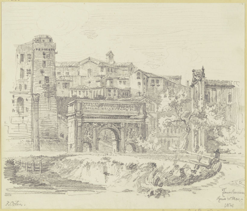 Der Triumphbogen des Septimius Severus und die Curia Iulia auf dem Forum Romanum in Rom à Friedrich Osten