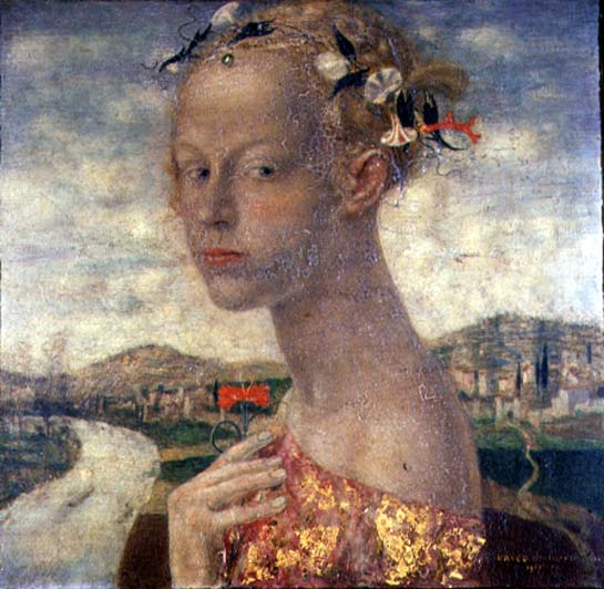 A Maiden with a Red Carnation, 1917 (oil)  à Friedrich Stahl