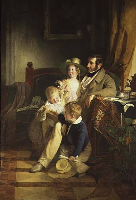 Rudolf von Athaber (1795-1867), industrialist and patron of the arts, with his children à Friedrich von Amerling