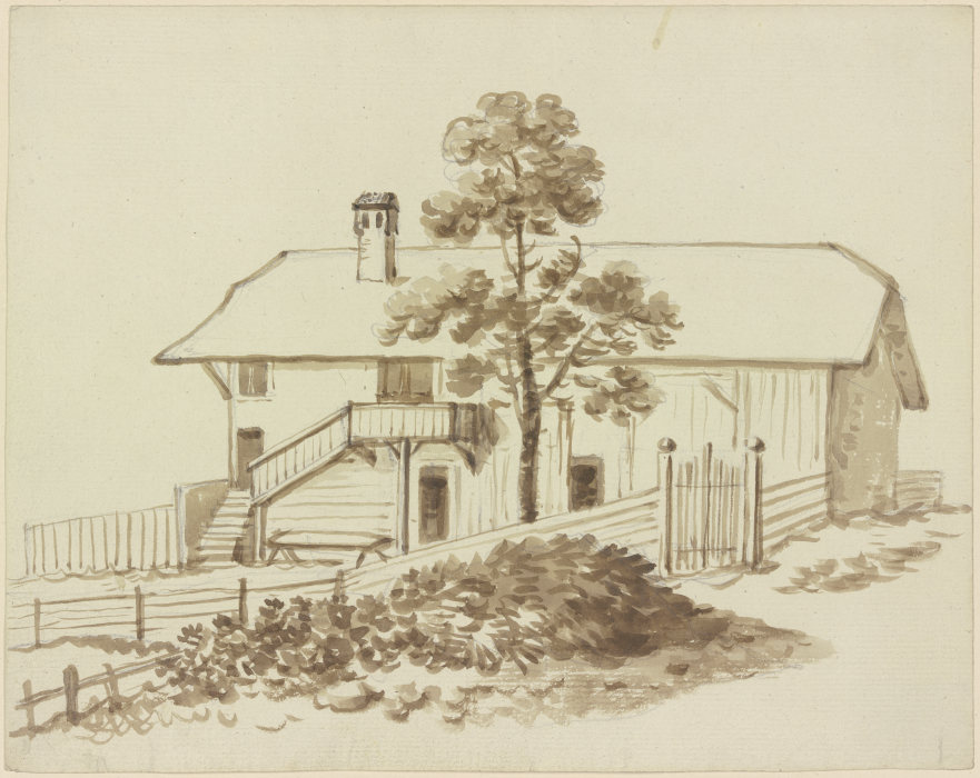 Bauernhaus, von der Seite gesehen à Friedrich Wilhelm Hirt