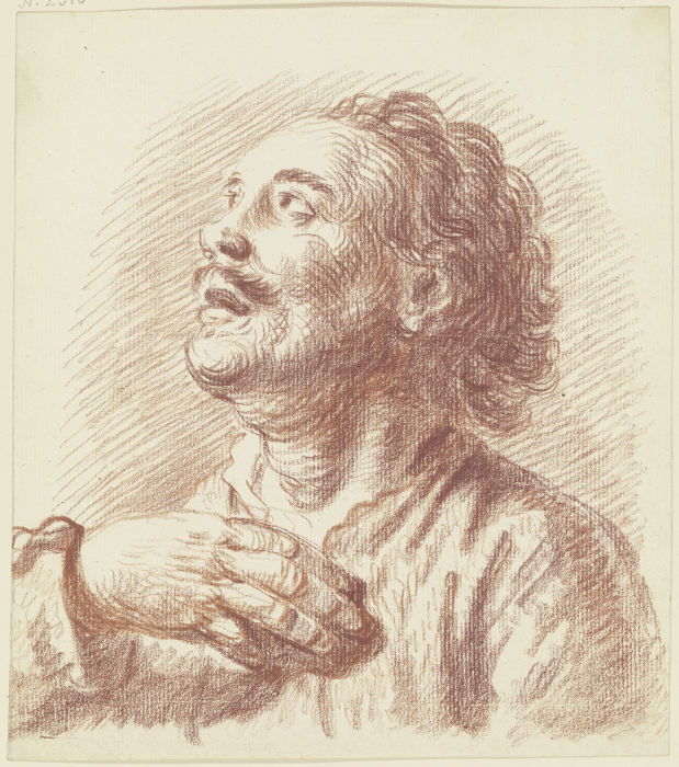 Brustbild eines emporblickenden Mannes à Friedrich Wilhelm Hirt