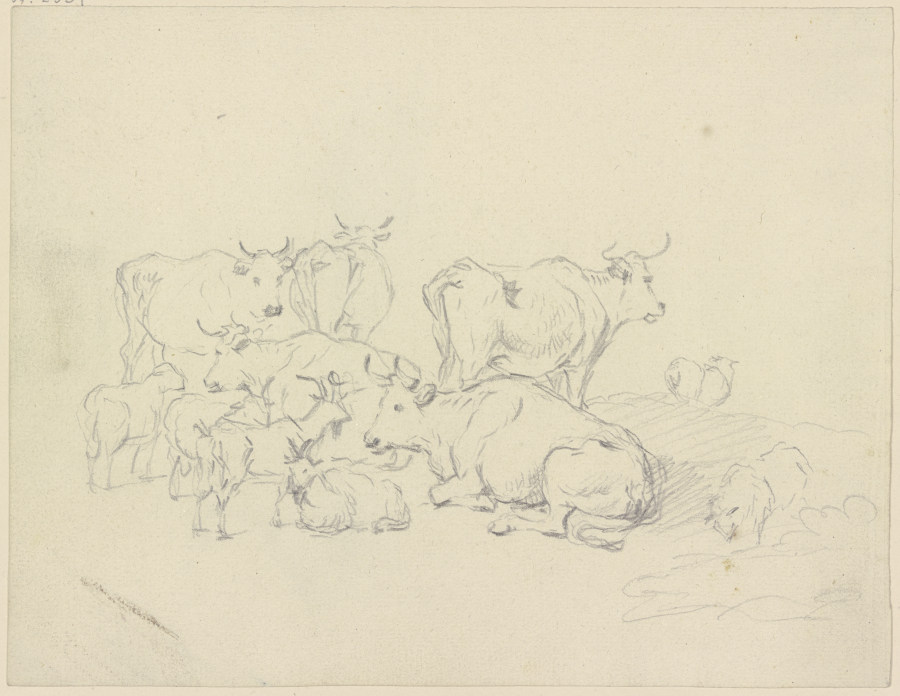 Cows and goats à Friedrich Wilhelm Hirt