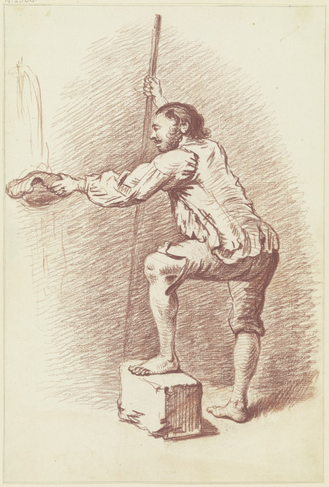 Stehende männliche Modellfigur mit Stange à Friedrich Wilhelm Hirt