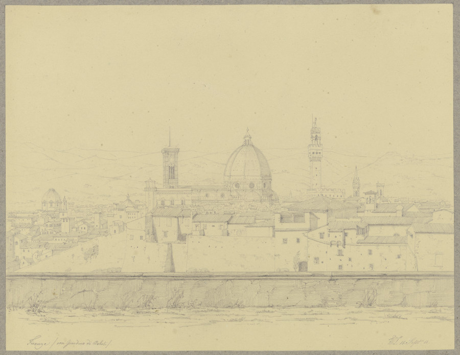 Blick vom Giardino di Boboli auf Florenz à Friedrich Wilhelm Ludwig