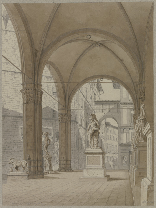 Die Loggia dei Lanzi in Florenz à Friedrich Wilhelm Ludwig