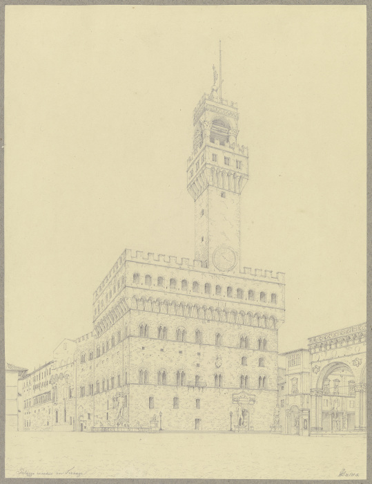 Die Piazza della Signoria mit dem Palazzo Vecchio in Florenz à Friedrich Wilhelm Ludwig