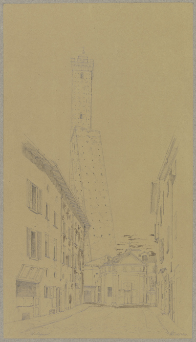 Die Torre Garisenda und Asinelli in Bologna à Friedrich Wilhelm Ludwig