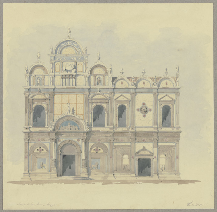 Fassade der Scuola Grande di San Marco in Venedig à Friedrich Wilhelm Ludwig