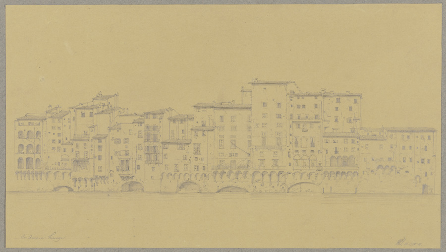Häuserzeile am Ufer des Arno in Florenz à Friedrich Wilhelm Ludwig