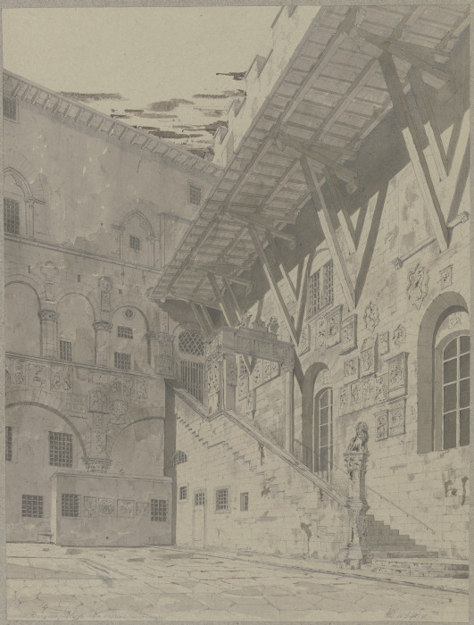 Hof des Bargello in Florenz à Friedrich Wilhelm Ludwig