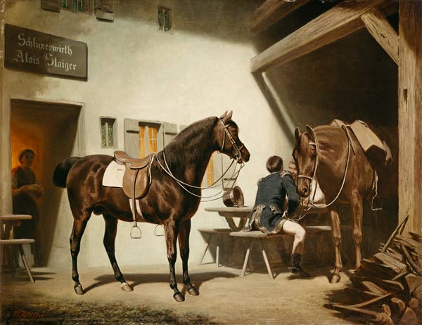 Le cheval Luitprant avant le Schluxerwirt à Friedrich Wilhelm Pfeiffer