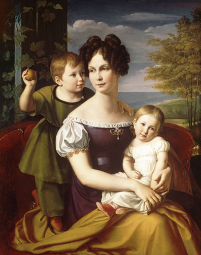 Duchesse Alexandrine de Mecklenbourg avec leurs deux enfants à Friedrich Wilhelm von Schadow