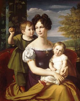 Duchesse Alexandrine de Mecklenbourg avec leurs deux enfants