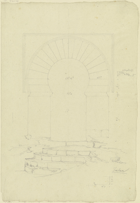 Aufsicht eines Portals mit dazu etwas verschwenktem Treppenaufgang à Friedrich Maximilian Hessemer