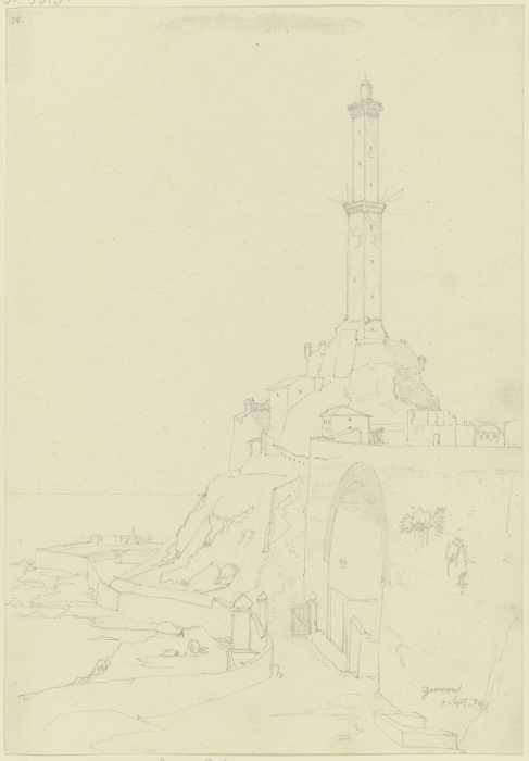 Der Leuchtturm von Genua à Friedrich Maximilian Hessemer
