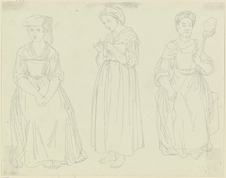 Figurenstudie von drei Frauen à Friedrich Maximilian Hessemer