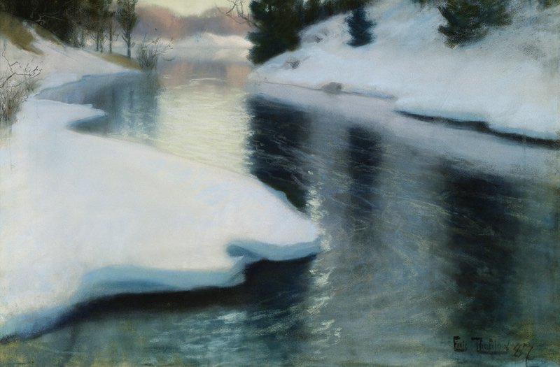 Spring Thaw, 1887 (pastel on paper) à Frits Thaulow