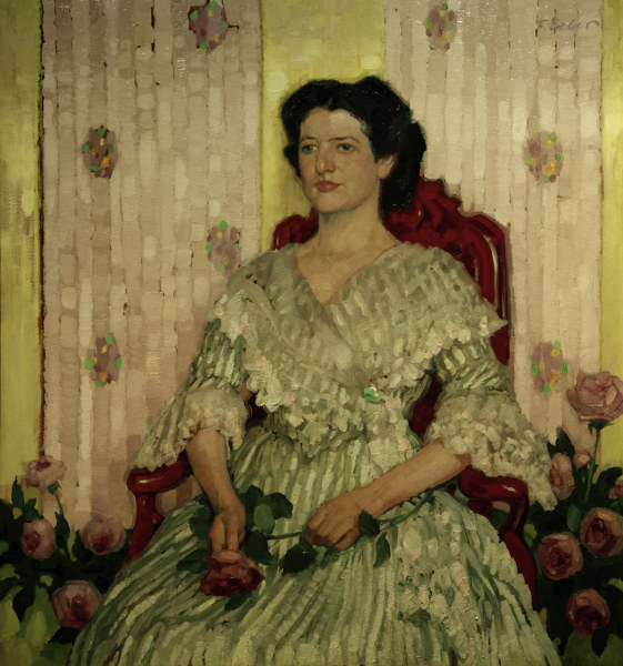 Dame mit Rosen, 1909. à  Fritz Erler
