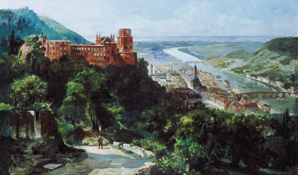 View of Heidelberg, c.1910 (oil on canvas)  à Fritz Genutat