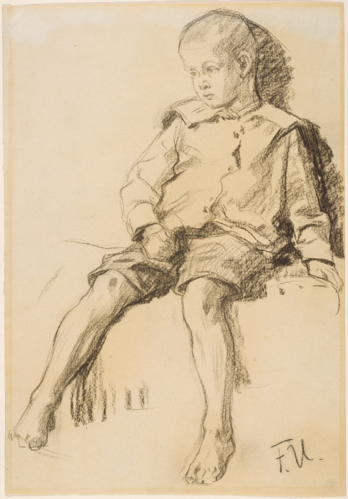 Sitzender Junge mit nackten Beinen à Fritz von Uhde