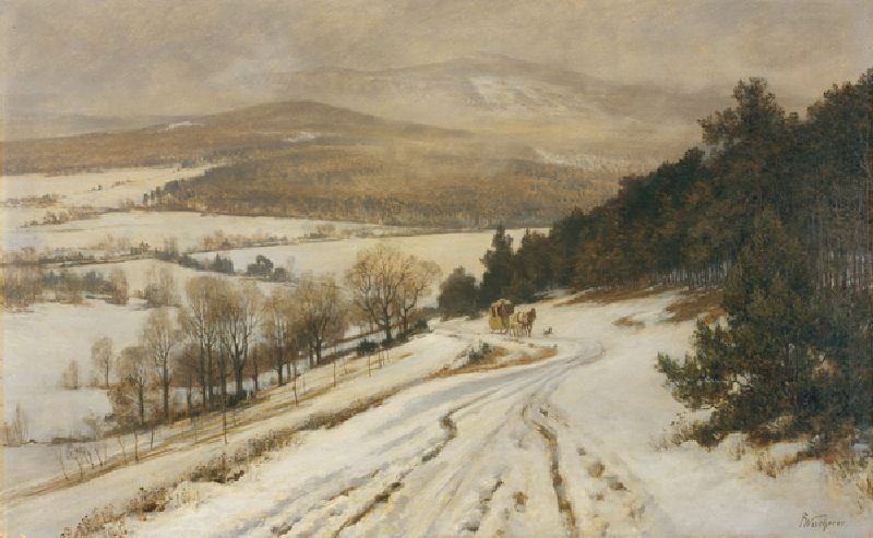 Taunus Mountains in Winter, before 1900 (oil on canvas) à Fritz Wucherer