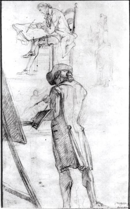 Artist at his Easel and the Artist Drawing à Gabriel de Saint-Aubin