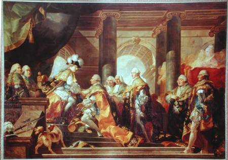 Louis XVI (1754-93) King of France, Receiving the Homage of the Knights of the Order of St. Esprit a à Gabriel-François Doyen