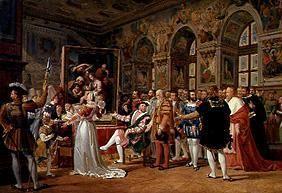 Le roi Franz I conduit des Raphael. V. La France son travail "famille Sainte" en avant