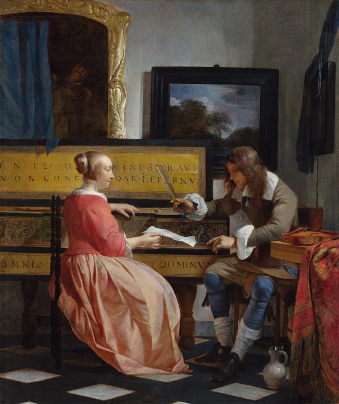 A Man and a Woman Seated by a Virginal à Gabriel Metsu