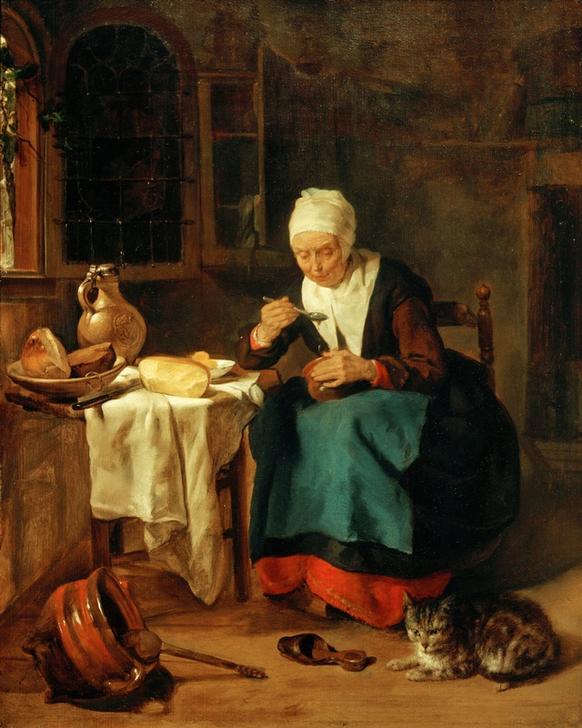 Woman Eating Broth à Gabriel Metsu