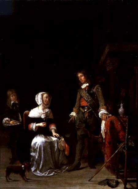A Soldier Visiting a Young Lady à Gabriel Metsu