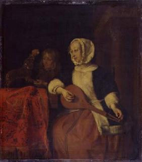 Woman Playing a Mandolin