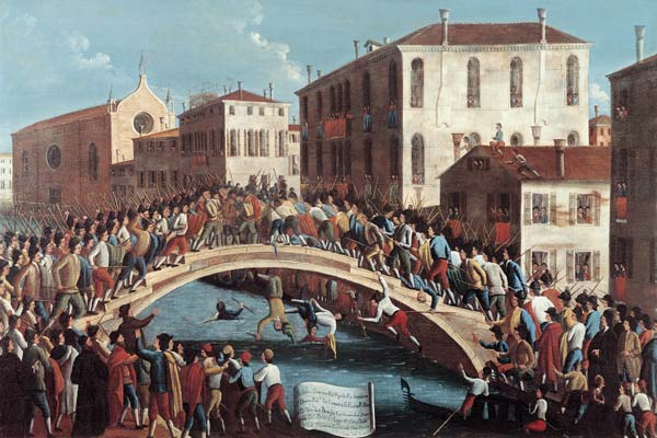 Battle with Sticks on the Ponte Santa Fosca, Venice à Gabriele Bella