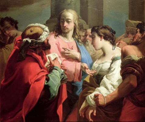 Christ and the Woman Taken in Adultery (oil on canvas) à Gaetano Gandolfi