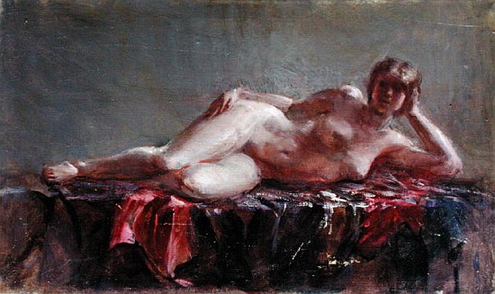 Reclining Nude (oil on canvas)  à Gail  Schulman