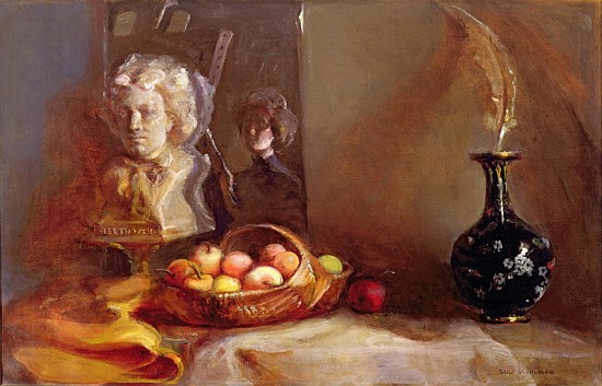 Still Life with Apples and Beethoven''s Bust (oil on canvas)  à Gail  Schulman
