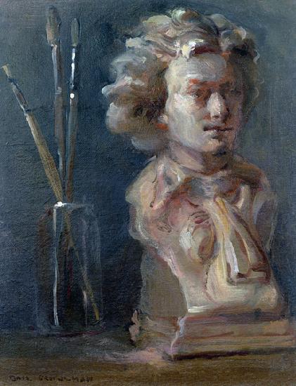 Bust of Beethoven (1770-1827) with Paint Brushes (oil on canvas) 